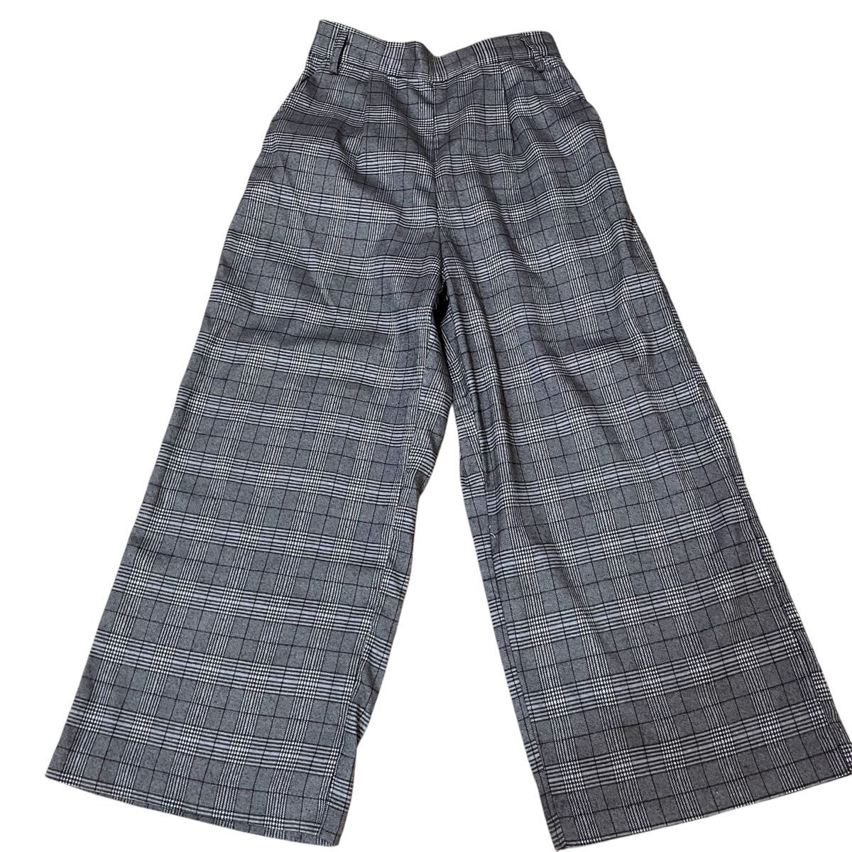 one way チェック ワイドパンツ M