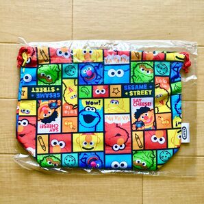 【未使用品】セサミストリート ランチ巾着 巾着袋 お弁当入れ 巾着バッグ 非売品 Sesami Street お弁当バッグ