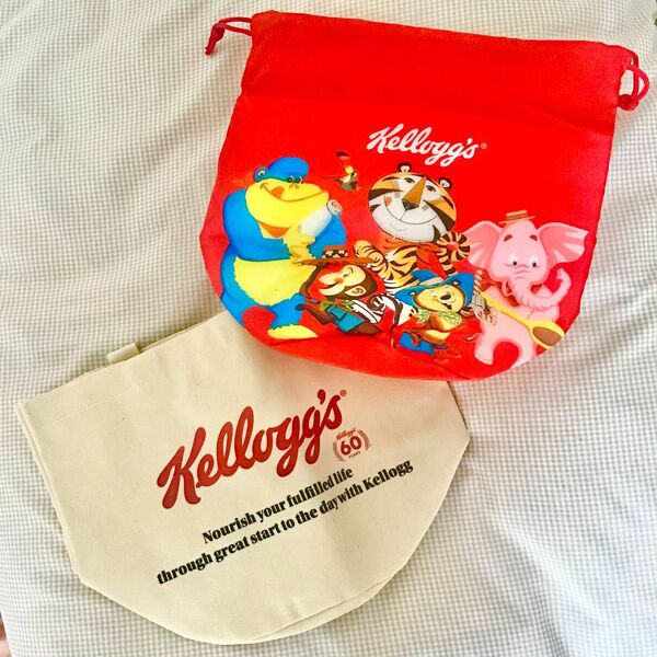 【未使用品】コットントートバッグ&保温保冷巾着セット ケロッグ 手提げかばん Kellogg's ノベルティ 非売品 カバン
