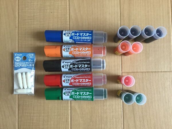 【セット売り】PILOT ホワイトボードマーカー ボードマスター 太字丸芯 パイロット 中古本体+カートリッジ+替え芯のまとめ売り