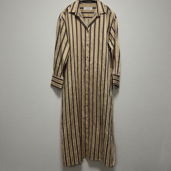 BEAUTY&YOUTH UNITED ARROWS サテンドビー ストライプサイドスリットロングシャツワンピース