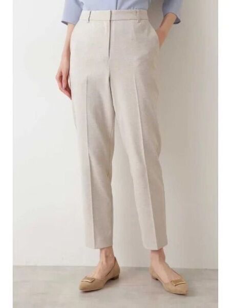NATURAL BEAUTY BASIC 麻混オックスベーシックパンツ Sスラックス パンツ ベージュ017-0130803