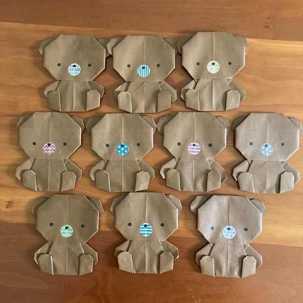 くま 折り紙 10枚 ハンドメイド 壁面 カード 吊るし飾り 幼稚園 保育園 折り紙 ハンドメイド 壁面飾り リース