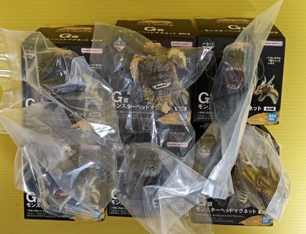 6点【未使用】コンプリートセット G賞 モンスターヘッドマグネット 全種 大怪獣列伝G ゴジラ 一番くじ