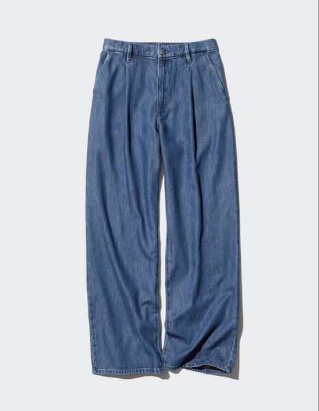 UNIQLO ドレープデニムワイドパンツ ボトムス ジーンズ スラックス ワイド