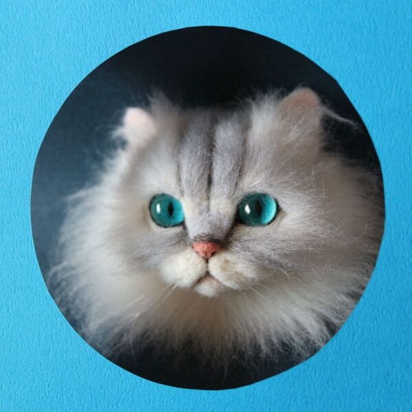 【今月の推し猫】羊毛フェルトブローチ リアルで可愛いペルシャチンチラシルバー