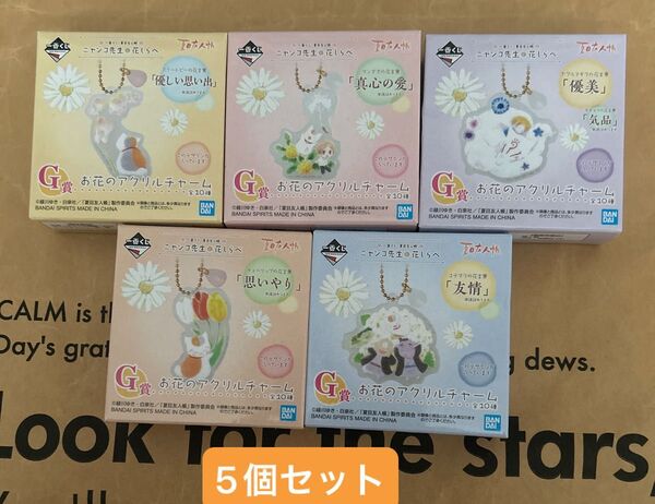 夏目友人帳 ニャンコ先生の花しらべ G賞 お花のアクリルチャーム 一番くじ 5個セット