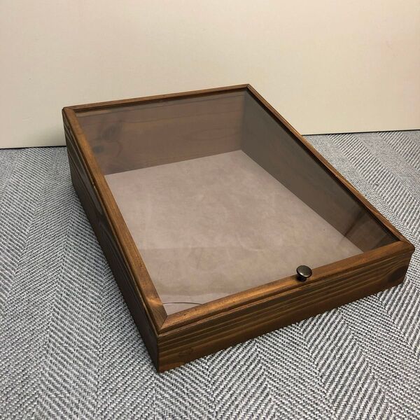 【現状品】コレクションボックス 木製 ディスプレイ ケース ガラスコレクション ボックス アンティーク調 小物入れ