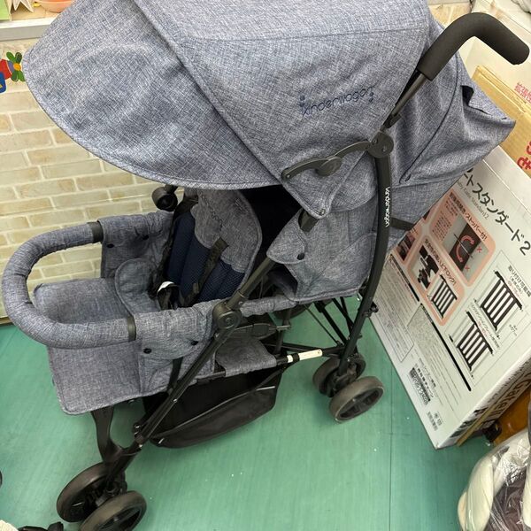 キンダーワゴン 双子 二人 年子 ベビーカー バギー デニムカラー