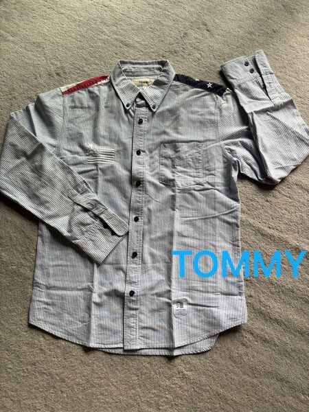 TOMMY ストライプ ボタンダウンシャツ L
