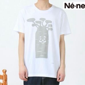 【美品】ne-net(ネネット) baobabの木プリント ワンポイント Tシャツ 半袖 ホワイト 白 3 プリント コットン