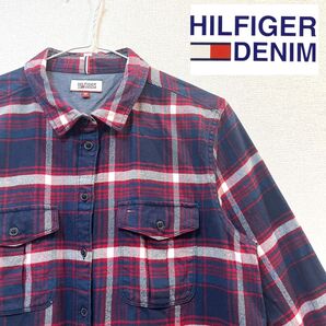HILFIGER DENIM(ヒルフィガーデニム) チェック柄ネルシャツ 長袖 ネイビー×レッド M 羽織り シャツ トップス