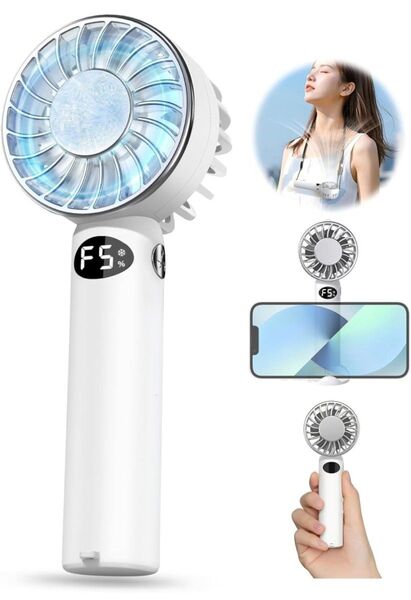ハンディファン 携帯扇風機 【12枚羽根 -16℃瞬間冷却 2025革新型】冷感プレート付き 首掛け扇風機