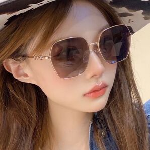 【人気商品】サングラス ブラウン ゴールド 小顔 スクエア ファッション 日除け メガネ スクエア UVカット ドライブ 旅行