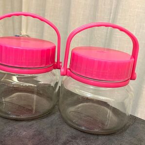 美品/アデリア 果樹酒瓶 梅酒瓶 レモンシロップ作りも 1L ピンク 2個セット