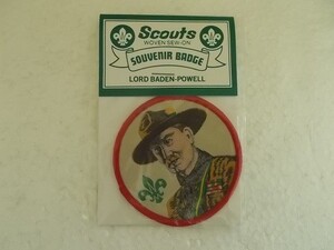 ロバート・ベーデン＝パウエル ボーイスカウト 創設者 刺繍バッジ ワッペン/BSA連盟章USAビンテージBOY SCOUTアメリカ v93