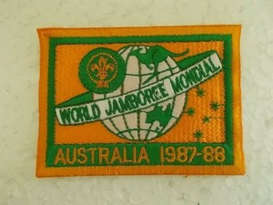 80s 1987-1988年 ボーイスカウト WORLD JAMBOREE MONDIAL オーストラリア バッジ ワッペン/ビンテージ カンガルー刺繍アップリケPatch v95