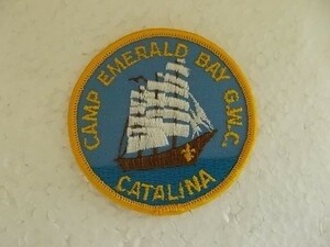 80s ボーイスカウト アメリカ CAMP EMERALD BAY G.W.C. CATALINAバッジ/航海エメラルド帆船ビンテージBSAパッチ刺繍ワッペン① v97