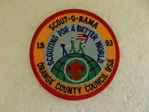 90s 1993年 ボーイスカウト アメリカ SCOUT-O-RAMAカリフォルニア州バッジ/オレンジ ORANGE COUNTY ビンテージBSAパッチ刺繍ワッペン② v97