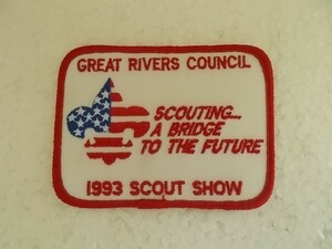 90s 1993年 ボーイスカウト GREAT RIVERS COUNCIL グレートリバー SCOUT SHOW バッジ/星条旗BSAアメリカCSパッチUSA刺繍BSワッペン v98