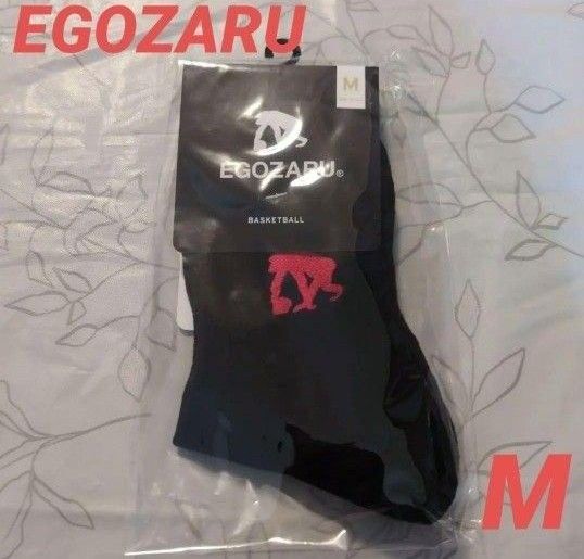 EGOZARU エゴザル ソックス ワンポイント ブラック×レッド 靴下