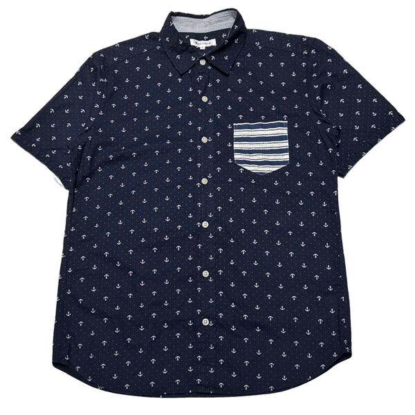 THE SHOP TK ザ ショップ ティーケー 半袖シャツ 柄シャツ 総柄 シアサッカー L