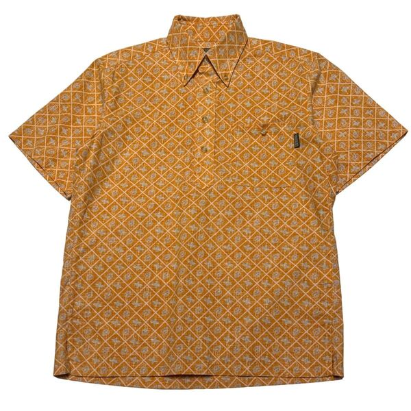 AIGLE エーグル 半袖ボタンダウンシャツ プルオーバー リバースプリント S