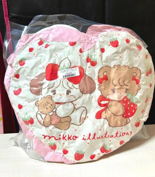 mikko characters ハート型フリルクッション ラテ スフレ プライズ品 ピンク いちご 苺