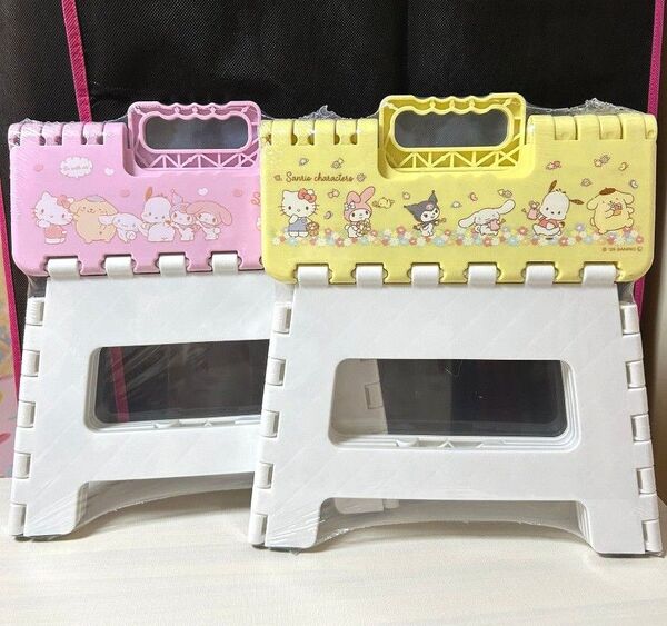 サンリオキャラクターズ 折りたたみスツール2 イス 踏み台 ピンク イエロー Sanrio characters