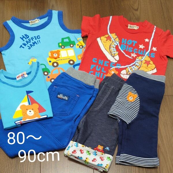 USED ミキハウス ホットビスケッツ 男の子 子供服 80〜90cm Tシャツ タンクトップ ハーフパンツ 6点