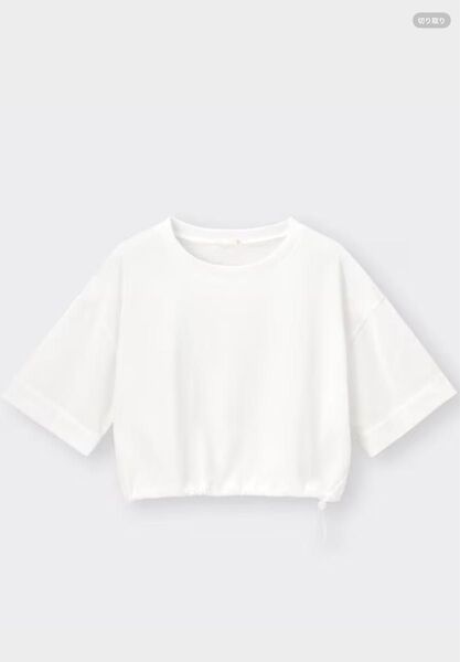 GU ジーユー ウエストドローストリング Tシャツ 5分袖 ホワイト 白 レディース Sサイズ