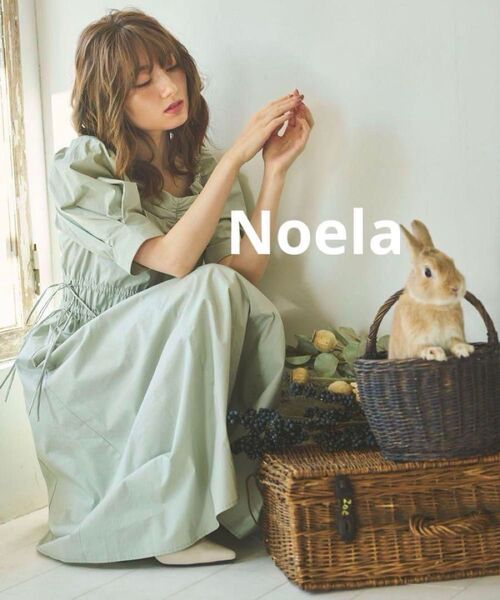 Noela ノエラ ボリュームスリーブワンピース ライトグリーン フレア ロング