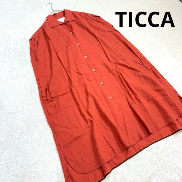 TICCA リネン100% ソメロス別注 フレンチスリーブ シャツワンピース ティッカ