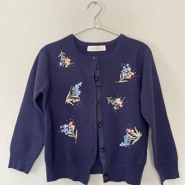 カーディガン ニット ネイビー 刺繍 花 31 Sons de mode トランテアン ソン ドゥ モード