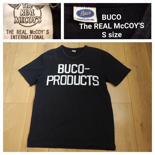 リアル・マッコイズ S Tシャツ 半袖Tシャツ カレッジ 黒 半袖 アメカジ ロゴ BUCO PRODUCT small