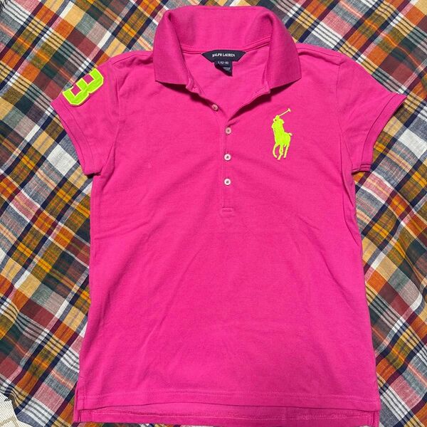 RALPH LAUREN ポロシャツ ピンク ガールズLサイズ