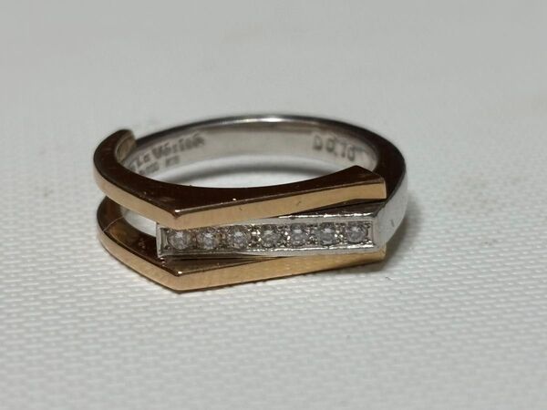 (717)【天然メレダイヤ0.1ct】K18/pt900リング