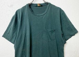 USA製 90's Jクルー J.CREW クルーネック ポケット付き 半袖Tシャツ (M) 緑 ポケT 90年代 旧タグ アメリカ製