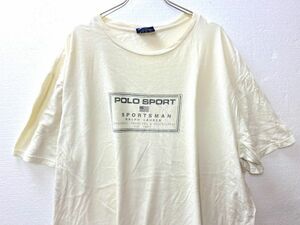 90's ラルフローレン ポロスポーツ ロゴプリント コットン Tシャツ (XL) 生成り系 半袖 polosport 90年代 オールド