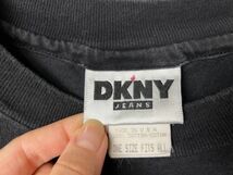 90's USA製 ダナキャラン DKNY JEANS NYC ビッグロゴ Tシャツ 黒 (ONE SIZE) ブラック 90年代 アメリカ製 旧タグ オールド_画像9