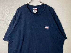 90's USA製 トミーヒルフィガー クルーネック 半袖 Tシャツ 紺 ネイビー (XL) 90年代 アメリカ製 旧タグ オールド TOMMY HILFIGER