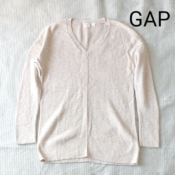 【126】GAP ◆コットンVネックサマーニット ベージュ