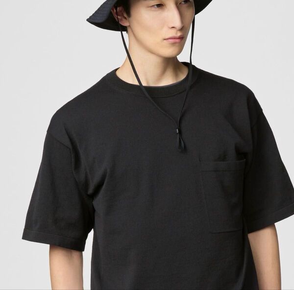 新品 UNIQLO U ユニクロ U クルーネックセーター半袖 09 BLACK ブラック Lサイズ