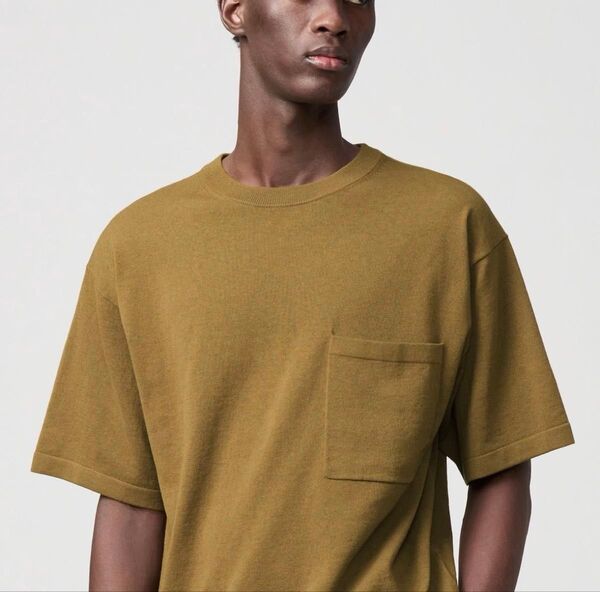 新品 UNIQLO U ユニクロ U クルーネックセーター半袖 35 BROWN ブラウン Lサイズ