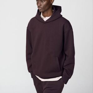 新品 UNIQLO:C ユニクロ:C スウェットオーバーサイズプルパーカ 19 WINE ワイン Mサイズ