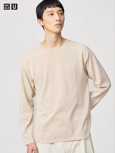 新品 UNIQLO U ユニクロU クルーネックセーター長袖 31 BEIGE ベージュ Lサイズ