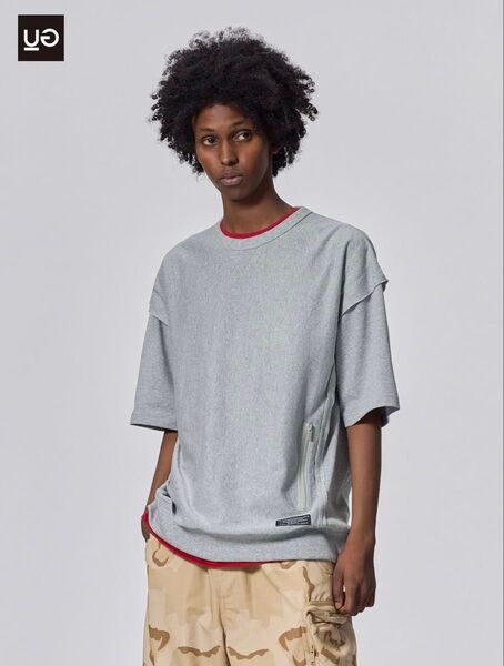 新品 GU UG ジーユー UNDERCOVER アンダーカバー スウェT(5分袖) 03 GRAY グレー Lサイズ