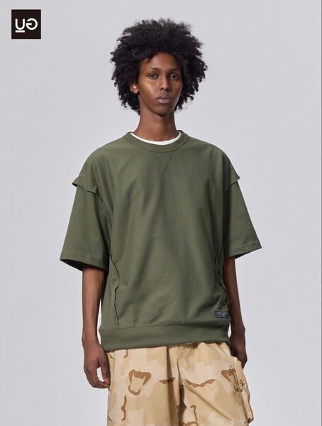新品 GU UG ジーユー UNDERCOVER アンダーカバー スウェT(5分袖) 57 OLIVE オリーブ Lサイズ