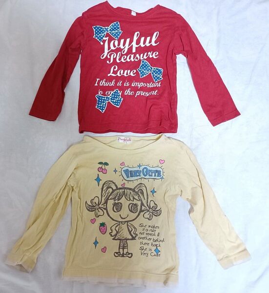 110サイズ カットソー 長袖Tシャツ 2点セット 女児 女の子 キッズ まとめ売り