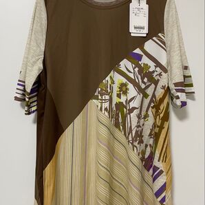 定価1万円 新品タグ付き Plu Siv. 日本製 花柄ストライプ Tシャツ Lサイズ カットソー 半袖 トップス 夏服